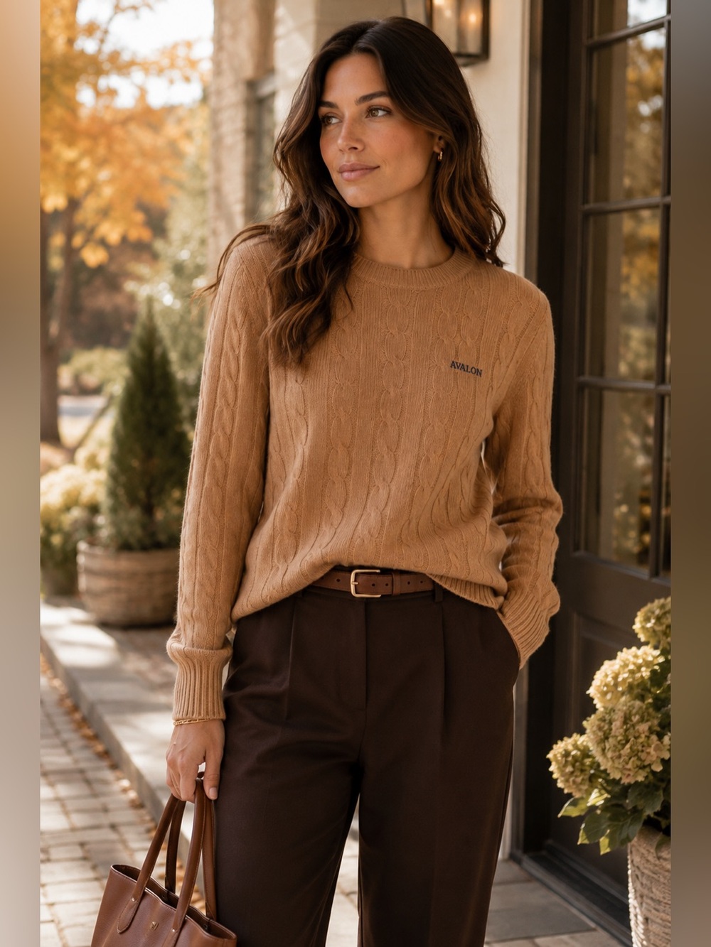Vineyard Vines 100% Cashmere Cable Knit Sweater L Camel Quiet Luxury